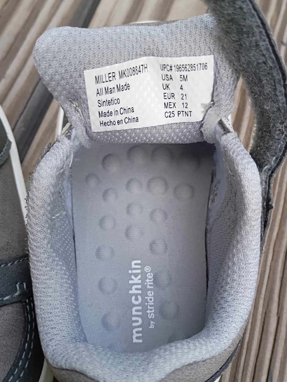 Munchkin Gray and White Miller Toddler Sneakers